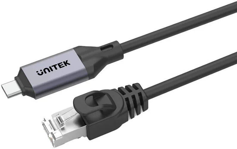کابل USB-C به اترنت یونیتک، سرعت شبکه گیگابیتی تا 1000 مگابیت بر ثانیه، USB 5 گیگابیت بر ثانیه، سیم مسی خالص، آلیاژ آلومینیوم، اتصال آسان، طول کابل 3 متر، خاکستری فضایی | C18148AGY01-3M