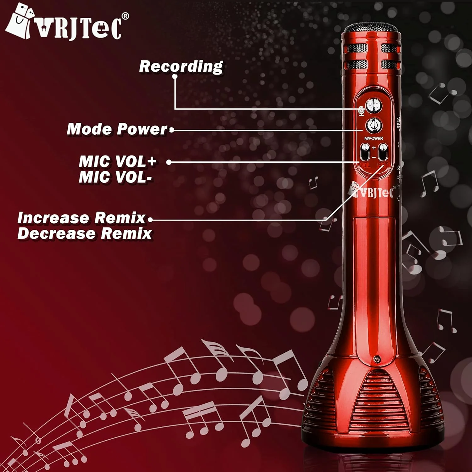 میکروفون کارائوکه بلوتوثی بیسیم VRJTEC، اسپیکر کارائوکه دستی قابل حمل برای جشن تولد و مهمانی خانگی، سازگار با تمام تلفنهای هوشمند و تبلتها میکروفون کارائوکه بلوتوثی بیسیم VRJTEC، اسپیکر کارائوکه دستی قابل حمل برای جشن تولد و مهمانی خانگی، سازگار با تمام تلفنهای هوشمند و تبلتها