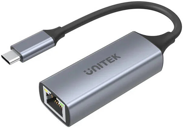 آداپتور USB-C به گیگابیت اترنت یونیتک، سرعت انتقال داده تا 5 گیگابیت در ثانیه، تغذیه از طریق گذرگاه، بدنه آلومینیومی، نصب آسان، خاکستری فضایی | U1312A