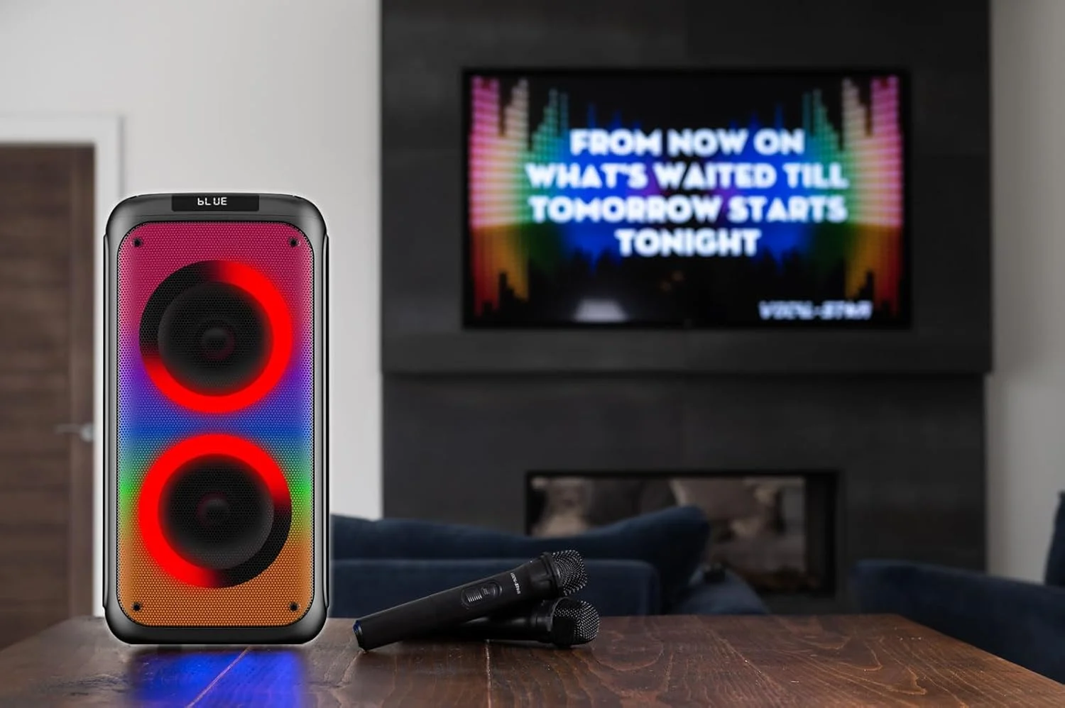 دستگاه کارائوکه بلوتوث قابل حمل Vocal-Star، 2 میکروفون، بلندگوی 100 واتی، 6 جلوه نور LED خیره کننده، ضبط صدا، TWS، AUX، قابل شارژ دستگاه کارائوکه بلوتوث قابل حمل Vocal-Star، 2 میکروفون، بلندگوی 100 واتی، 6 جلوه نور LED خیره کننده، ضبط صدا، TWS، AUX، قابل شارژ