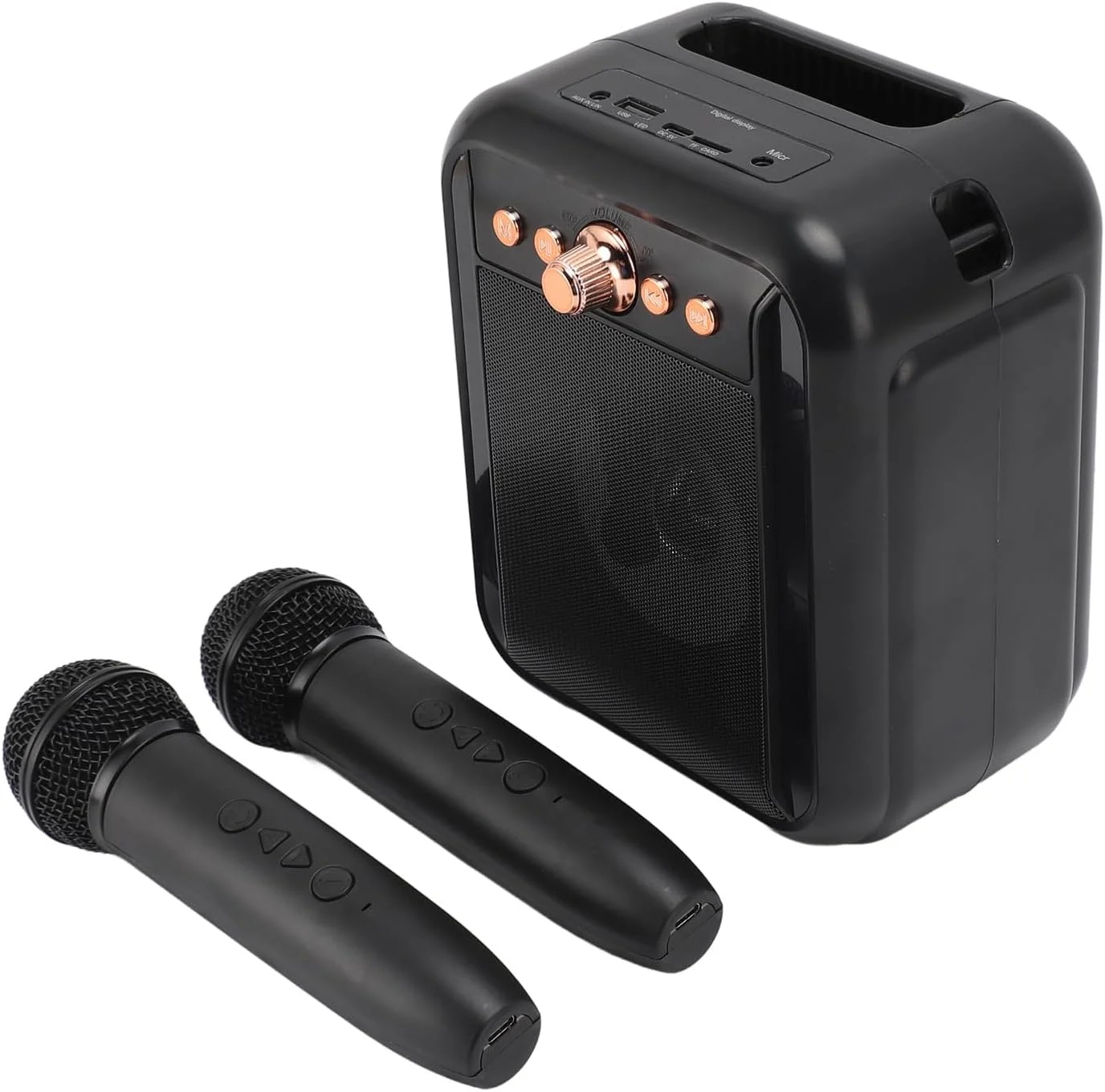 دستگاه کارائوکه، بلندگوی سبک وزن با صدای شفاف و نویز کم به همراه میکروفون برای منزل (میکروفون بی سیم دوتایی) دستگاه کارائوکه، بلندگوی سبک وزن با صدای شفاف و نویز کم به همراه میکروفون برای منزل (میکروفون بی سیم دوتایی)