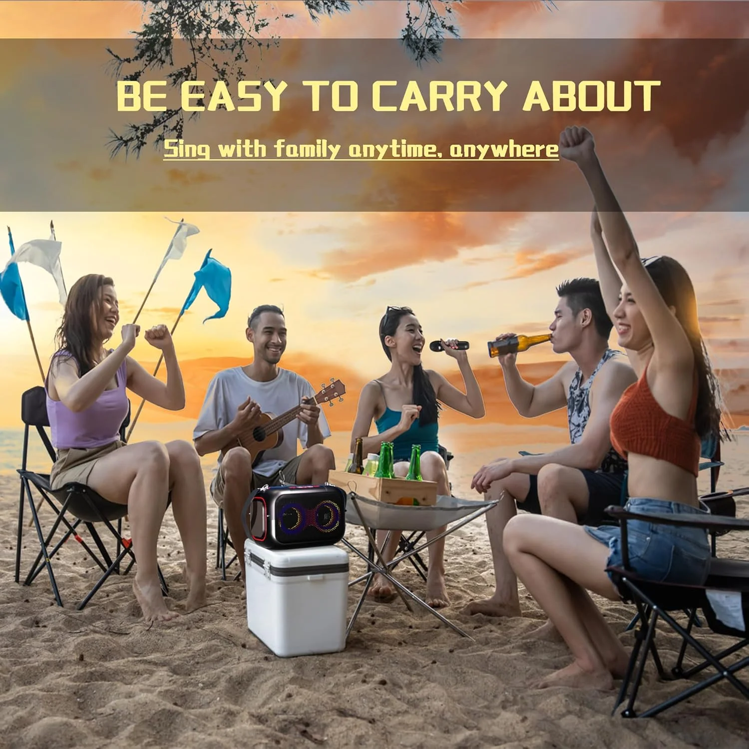 دستگاه کارائوکه با 2 میکروفون بی سیم، سیستم کارائوکه قابل حمل برای بزرگسالان و کودکان دستگاه کارائوکه با 2 میکروفون بی سیم، سیستم کارائوکه قابل حمل برای بزرگسالان و کودکان