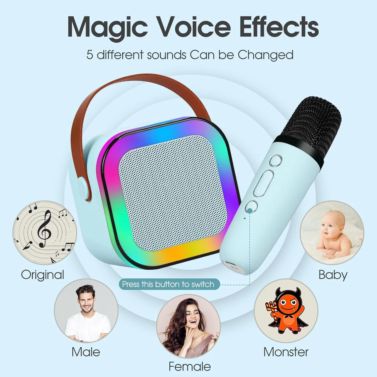 دستگاه کارائوکه Vebach برای کودکان و بزرگسالان، اسپیکر کارائوکه بلوتوثی کوچک قابل حمل با 1 میکروفون بی سیم (آبی) دستگاه کارائوکه Vebach برای کودکان و بزرگسالان، اسپیکر کارائوکه بلوتوثی کوچک قابل حمل با 1 میکروفون بی سیم (آبی)