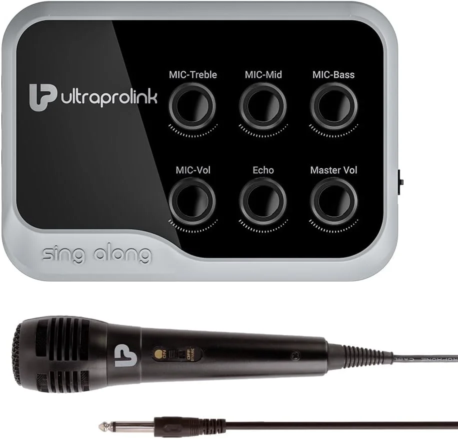 میکسر کارائوکه بلوتوثی ULTRAPROLINK مدل Sing Along UM1002 با قابلیت ضبط صدا، میکروفون و آمپلی فایر گیرنده بلوتوث با افکت اکو برای تلفن های همراه