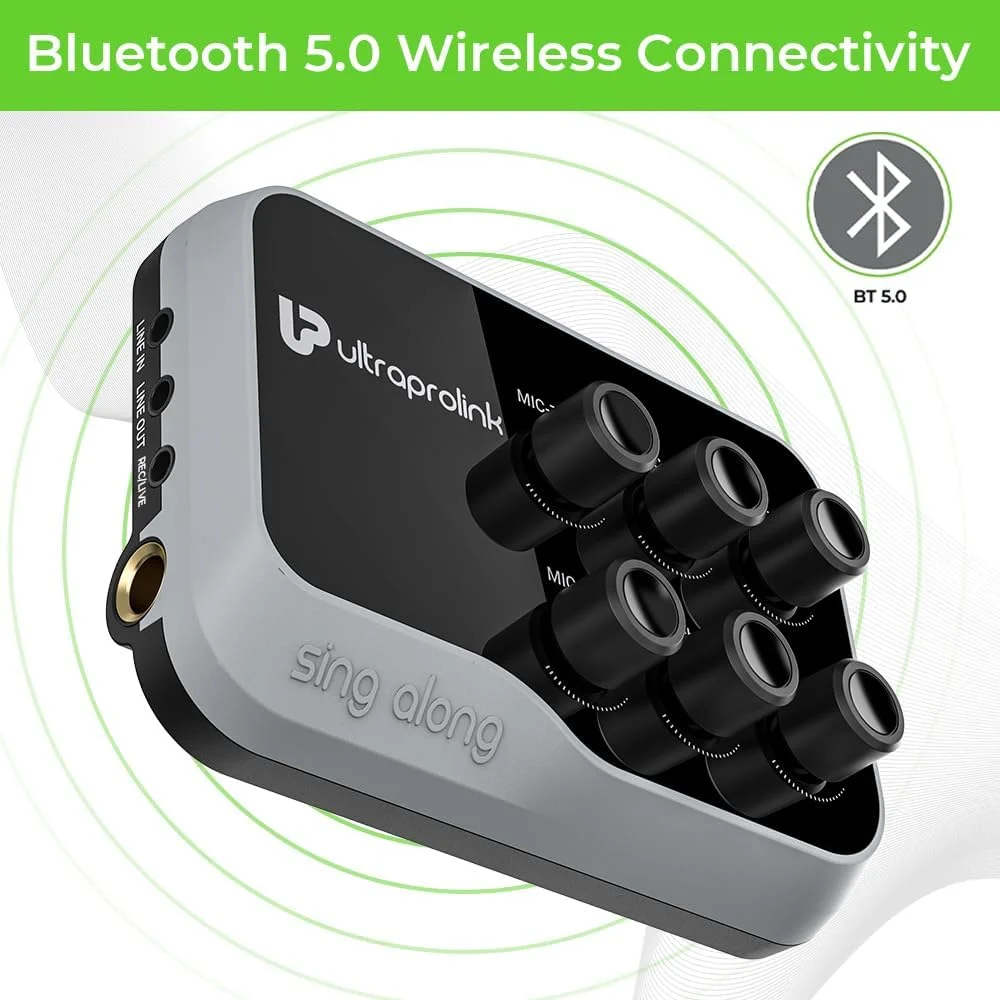 میکسر کارائوکه بلوتوثی ULTRAPROLINK مدل Sing Along UM1002 با قابلیت ضبط صدا، میکروفون و آمپلی فایر گیرنده بلوتوث با افکت اکو برای تلفن های همراه