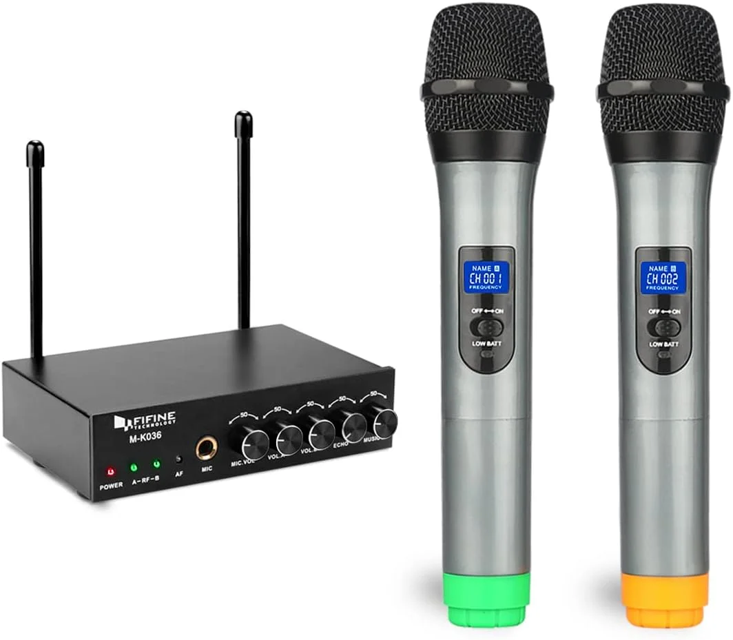 سیستم میکروفون بی سیم UHF با دو میکروفون دستی برای مهمانی کارائوکه، M-K036