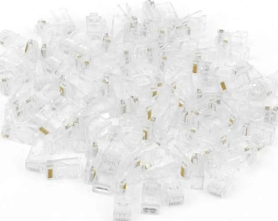 کانکتور شبکه RJ45 دی-نت، پلاگ UTP با روکش طلا 03MU، سوکت ماژولار Cat6 (تعداد 100 عدد)