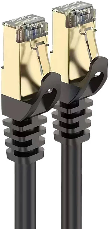 کابل اترنت Cat8 با روکش طلا، کابل محافظ دار، مقاوم و پرسرعت، دفن مستقیم، سیم شبکه LAN، 26AWG، 40 گیگابیت بر ثانیه، 2000 مگاهرتز، کابل پچ SFTP، طول 1 متر / 3.33 فوت، مشکی