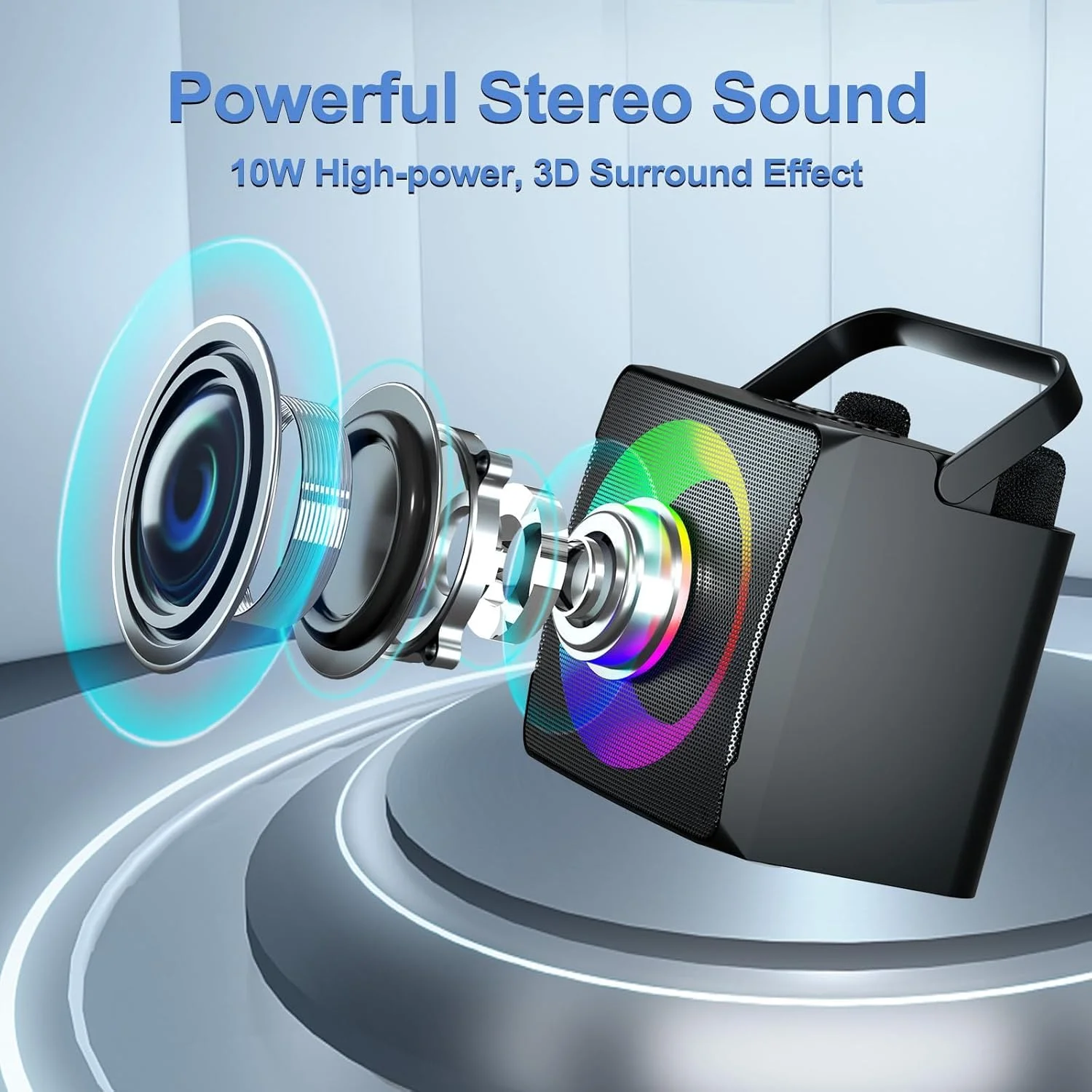 دستگاه کارائوکه TERRIFI، اسپیکر کارائوکه بلوتوث قابل حمل، با 2 میکروفون بی سیم و نورهای پویا، هدیه ای ایده آل برای مهمانی های خانگی دختران و پسران، برای کارائوکه، مهمانی، تولد