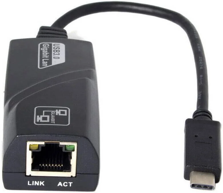 کابل تبدیل Type C به اترنت، 10/100/1000 مگابیت بر ثانیه، USB 3.0، سازگار با سیستم عامل های Windows 10/8.1/8/7/Vista/XP، Mac OS، Chrome OS، Android، Linux، مشکی | C به اترنت