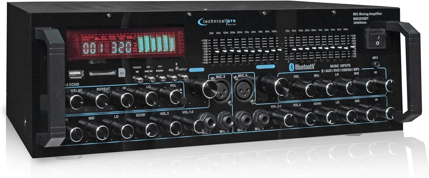میکسر میکروفون بلوتوثی و آمپلی فایر Technical Pro MM2000BT با قابلیت پخش SD و USB