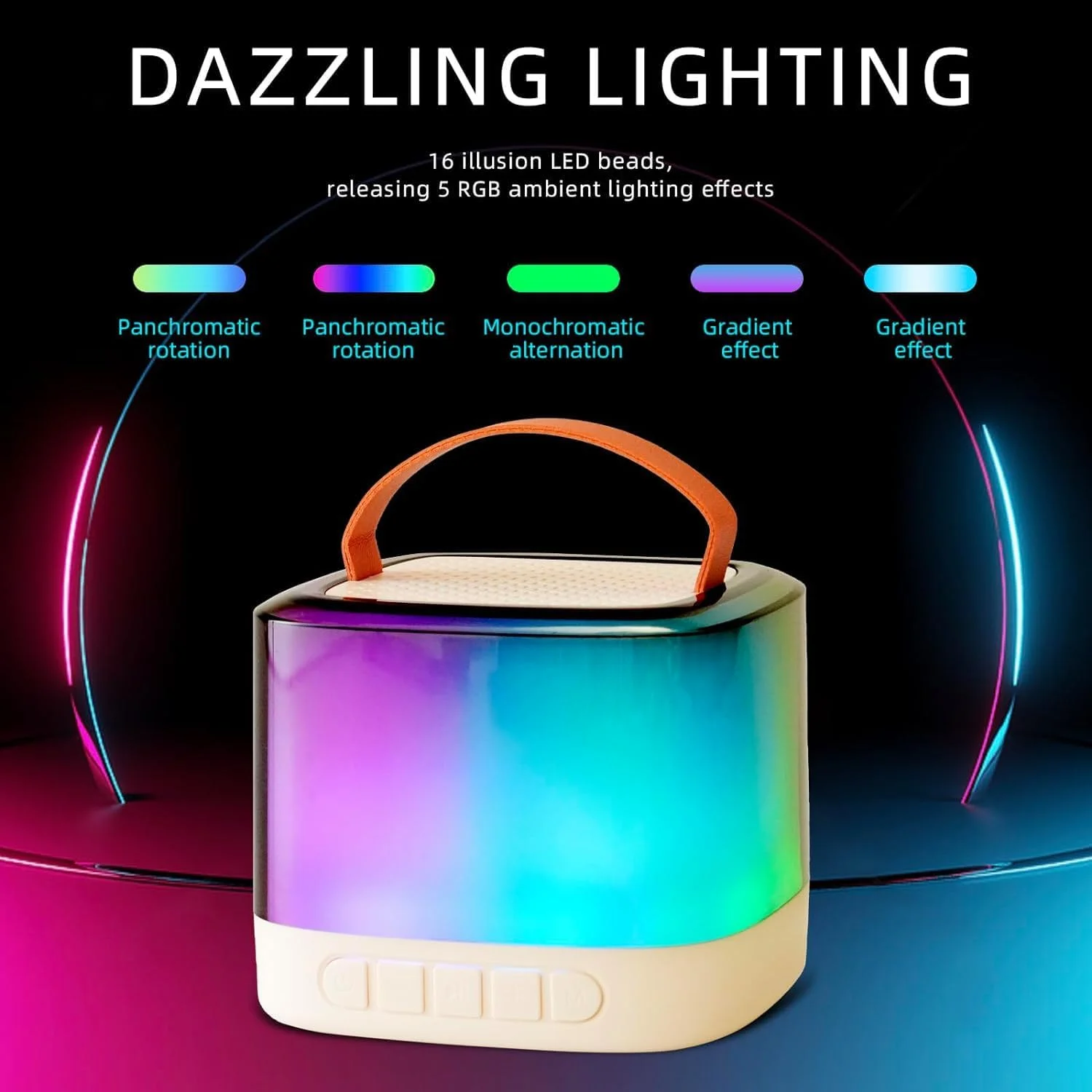 دستگاه کارائوکه کوچک TDOO با 2 میکروفون بی سیم، بلندگوی بلوتوث قابل حمل با نور RGB، دستگاه آواز خواندن با اکو و قطع صدا، پشتیبانی از TF، AUX-in، برای مهمانی خانگی، جلسه