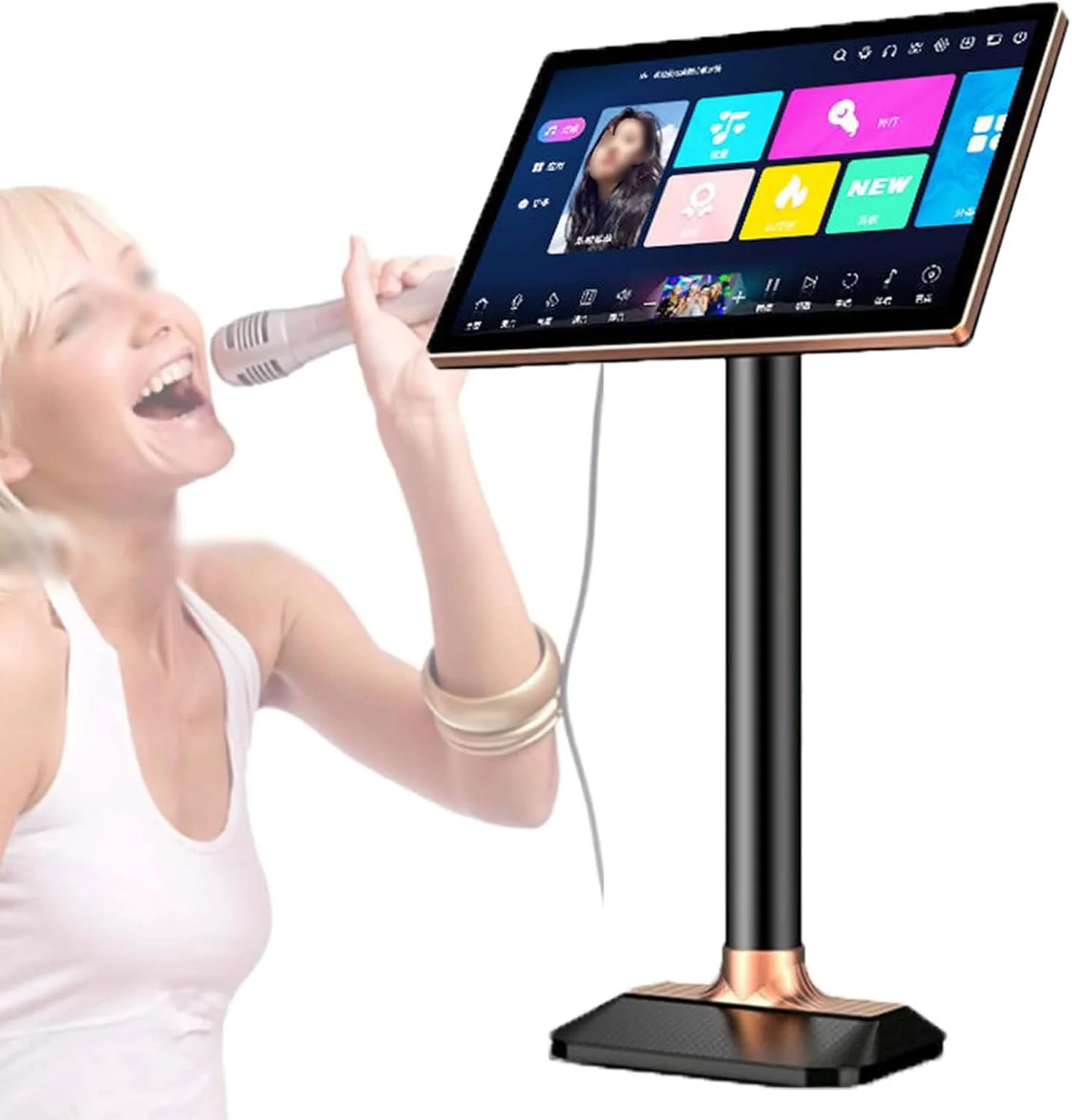 دستگاه کارائوکه صفحه لمسی 20 اینچی، پشتیبانی از سفارش آهنگ 4K+تلفن + WiFi + پخش فیلم و تلویزیون، میلیون ها دانلود آهنگ و تغییر زبان های مختلف، مناسب منزل و مهمانی، 8T