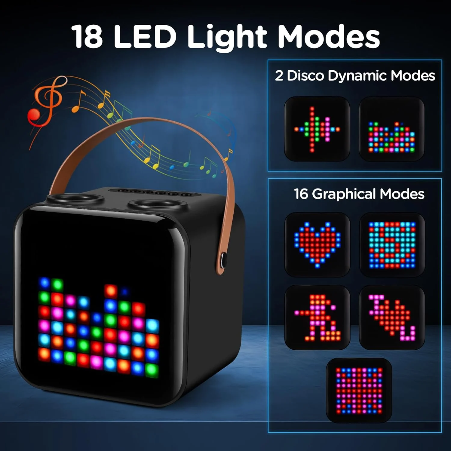 دستگاه کارائوکه قابل حمل SUNYIN با دو میکروفون بی سیم، سیستم بلندگوی PA قابل شارژ برای کودکان و بزرگسالان، 18 الگوی LED، پشتیبانی از TWS/Radio/AUX/REC، صدای خنده دار (مشکی)