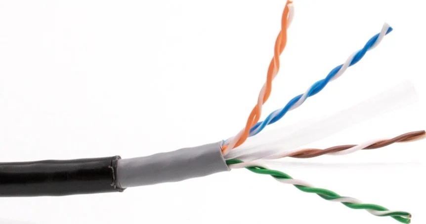 کابل شبکه 100 متری Cat6 FTP مناسب فضای باز، 23AWG، مشکی