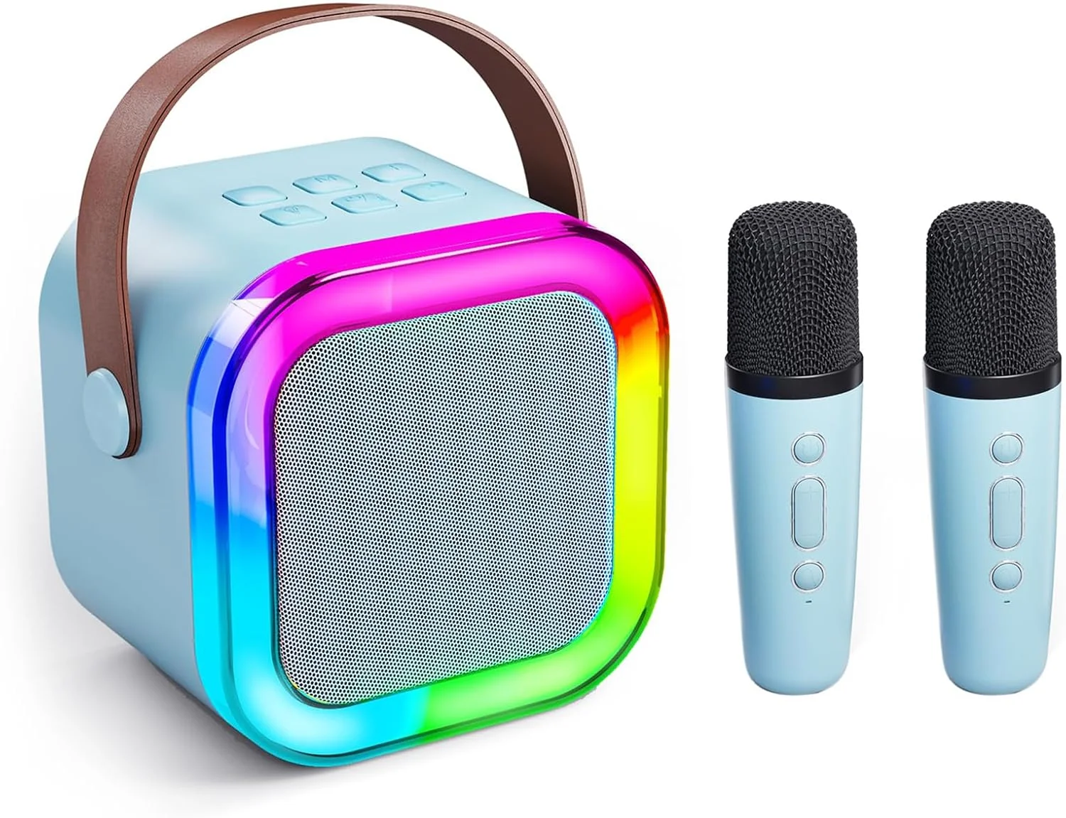 اسپیکر و میکروفون، دستگاه کارائوکه قابل حمل با قابلیت کاهش نویز برای خانه (آبی آسمانی)