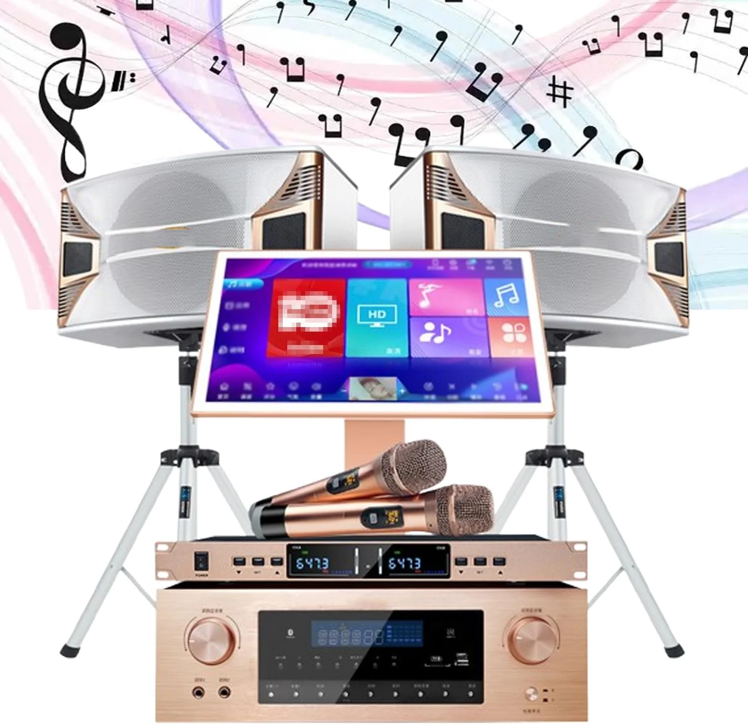 دستگاه کارائوکه ابزار، صفحه لمسی 19.5 اینچی/3 ترابایتی با میکروفون و بلندگو، آمپلی فایر 550 واتی، سه روش برای درخواست آهنگ/27 زبان برای مهمانی های خانگی، دورهمی های دوستانه، اجراهای صحنه ای
