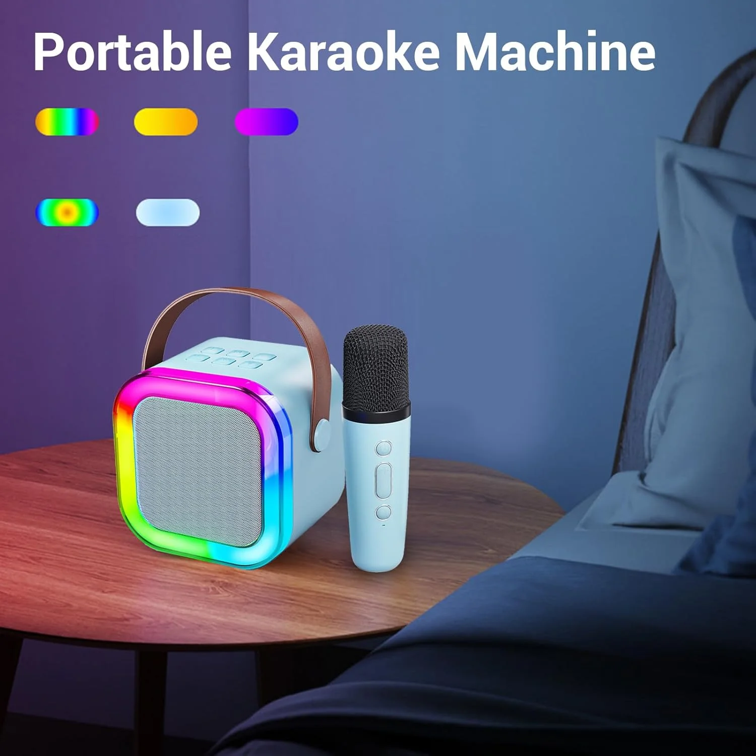 اسپیکر و میکروفون، دستگاه کارائوکه قابل حمل با قابلیت کاهش نویز برای خانه (آبی آسمانی) اسپیکر و میکروفون، دستگاه کارائوکه قابل حمل با قابلیت کاهش نویز برای خانه (آبی آسمانی)
