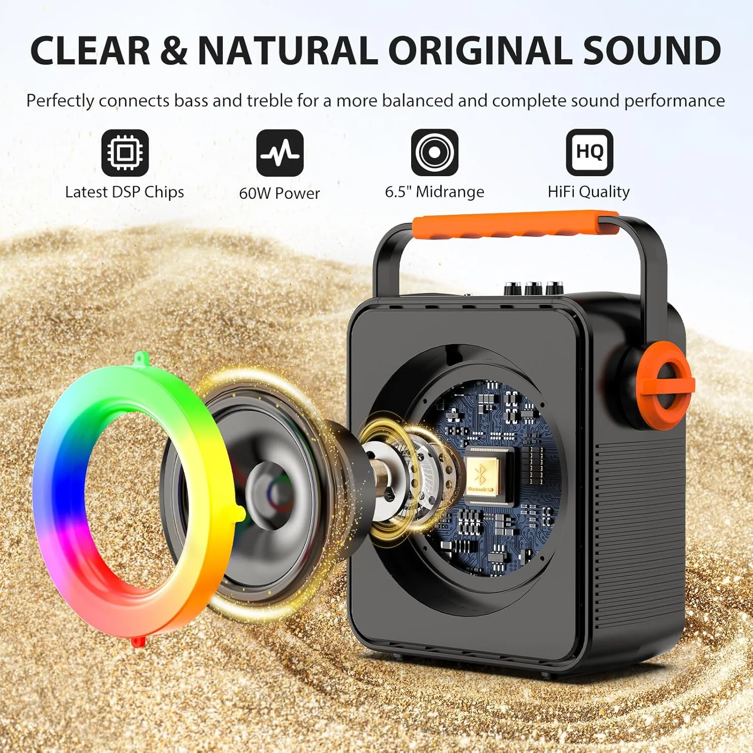 دستگاه کارائوکه با ساب ووفر 6.5 اینچی و حالت Instrumental، اسپیکر کارائوکه بلوتوث 5.3 قابل حمل با 2 میکروفون بی سیم برای بزرگسالان، سیستم PA با تنظیم اکو، پشتیبانی از TWS/TF Card/USB/AUX/Live دستگاه کارائوکه با ساب ووفر 6.5 اینچی و حالت Instrumental، اسپیکر کارائوکه بلوتوث 5.3 قابل حمل با 2 میکروفون بی سیم برای بزرگسالان، سیستم PA با تنظیم اکو، پشتیبانی از TWS/TF Card/USB/AUX/Live