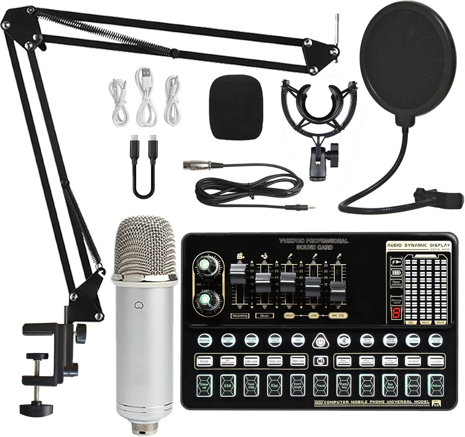 مجموعه کامل تجهیزات ضبط کارائوکه کامپیوتر و میکسر کارت صدای پخش زنده، B