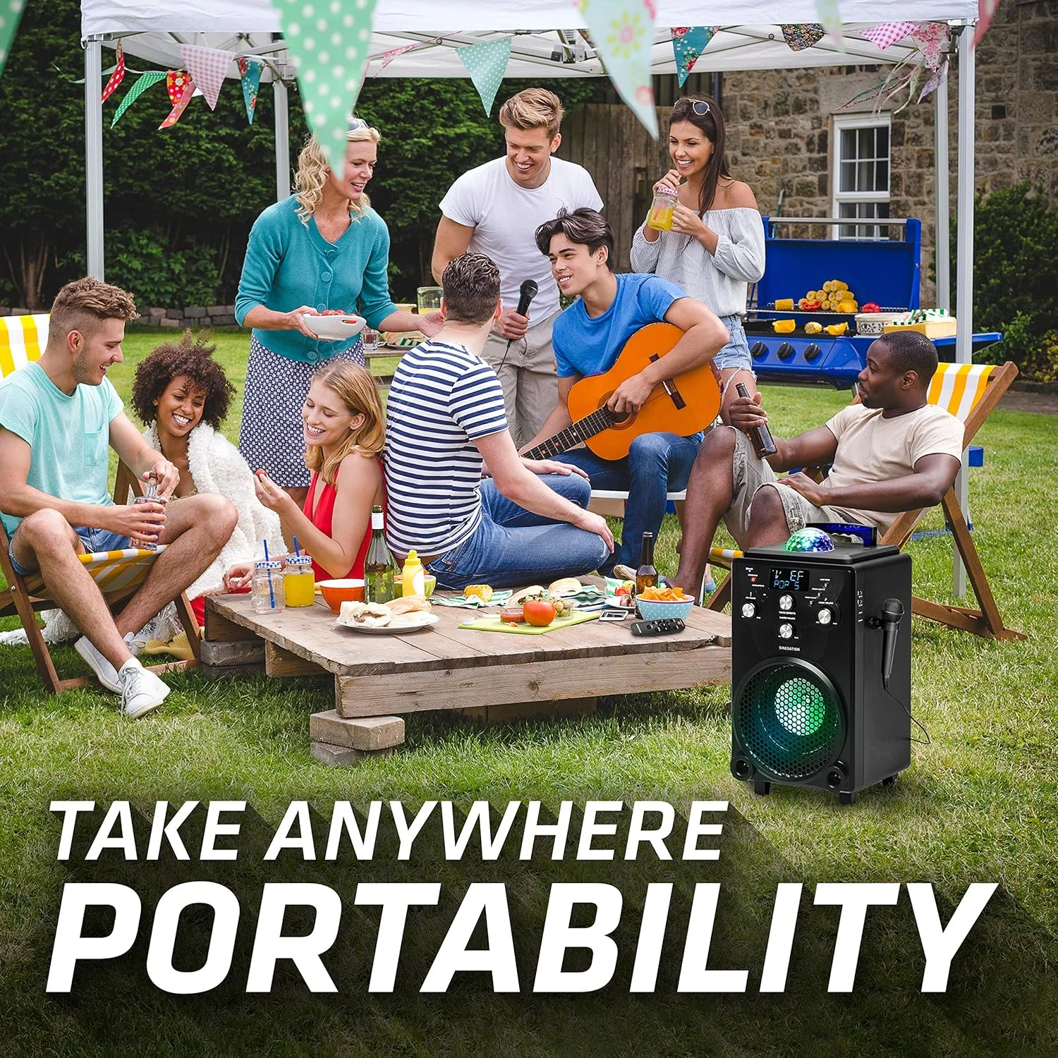 دستگاه کارائوکه حرفه ای Singsation برای بزرگسالان و کودکان - سیستم کارائوکه قابل حمل XL - دارای 60 افکت صوتی و 10 افکت صدا، 2 میکروفون کارائوکه، 25 نمایش نورپردازی و سازگار با بلوتوث دستگاه کارائوکه حرفه ای Singsation برای بزرگسالان و کودکان - سیستم کارائوکه قابل حمل XL - دارای 60 افکت صوتی و 10 افکت صدا، 2 میکروفون کارائوکه، 25 نمایش نورپردازی و سازگار با بلوتوث