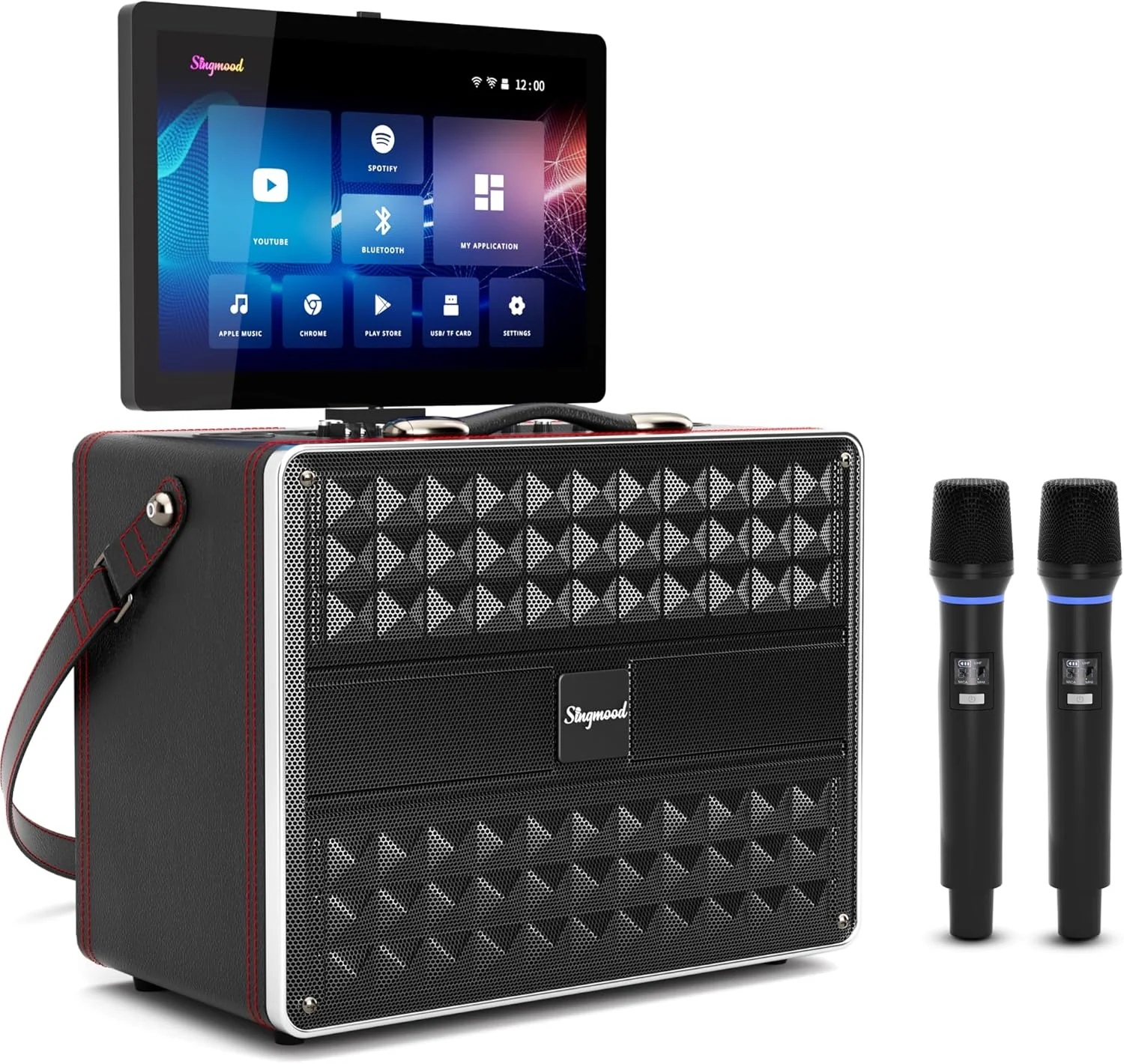 دستگاه کارائوکه با نمایشگر متن ترانه، دستگاه کارائوکه قابل حمل با 2 میکروفون بی سیم، دستگاه کارائوکه بلوتوث با حداکثر توان 800 وات