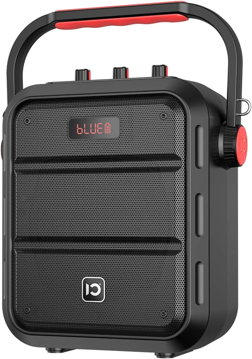 اسپیکر بلوتوثی SHIDU، اسپیکر قابل حمل بلوتوث 5.0 مناسب فضای باز/داخلی با بند شانه ای جداشدنی، صفحه نمایش HD، استریو با صدای بلند، بیس عمیق، پشتیبانی از REC/TF/SD کارت برای مهمانی، مسافرت، کمپینگ