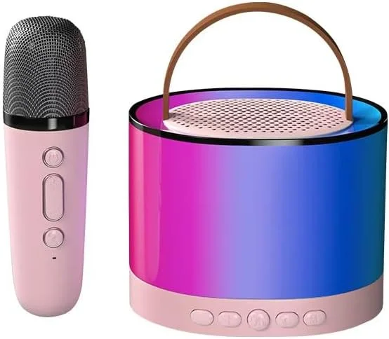 دستگاه کارائوکه کوچک SAFENHAND با میکروفون بی‌سیم، اسپیکر بلوتوث قابل حمل برای کودکان و بزرگسالان، جشن تولد (صورتی)