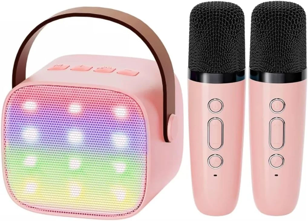اسپیکر میکروفون بی‌سیم، اسپیکر بلوتوث کوچک، مناسب برای خانه و فضای باز، صورتی