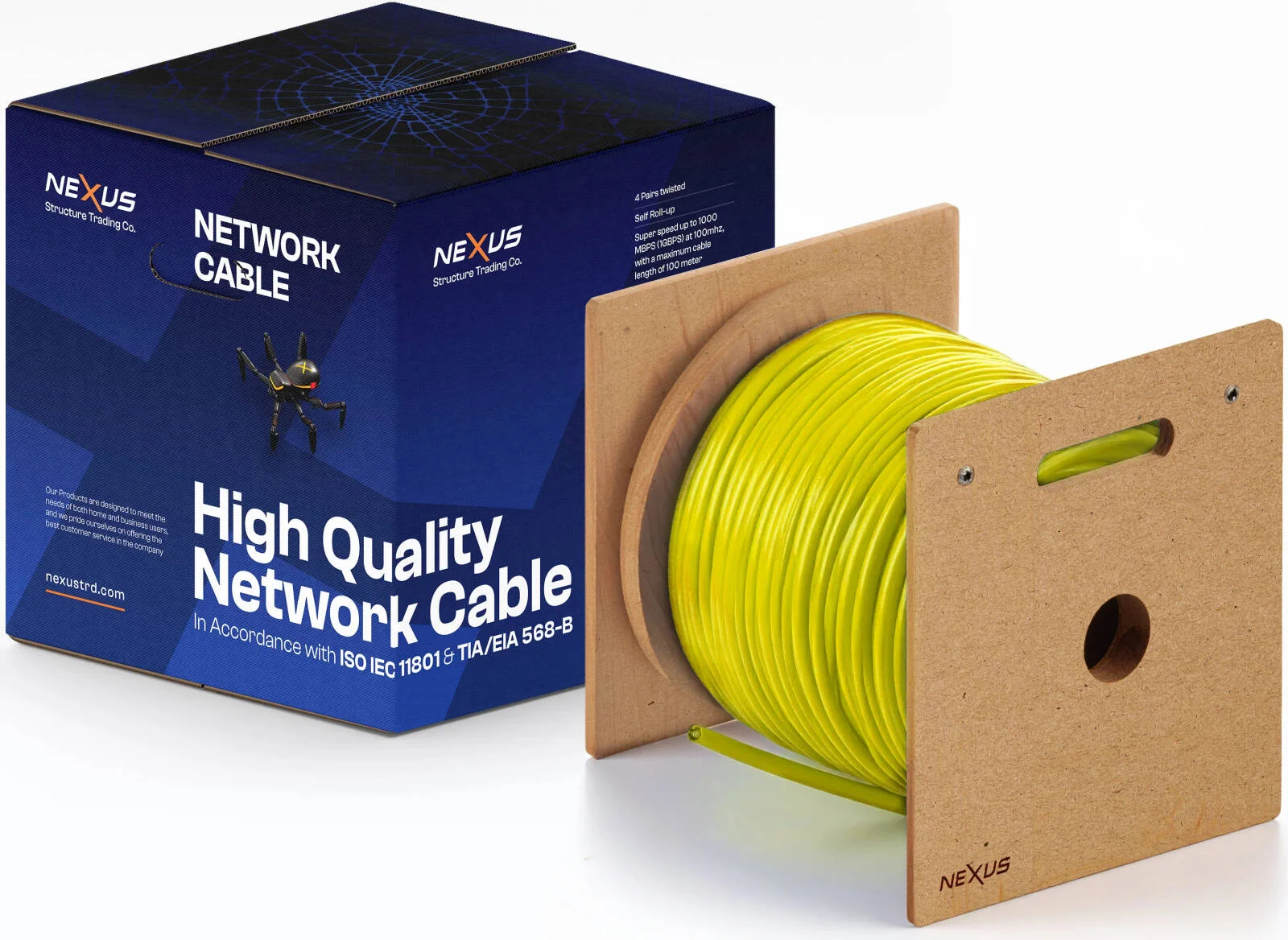 کابل اترنت نکسوس CAT7 SFTP، رول 305 متری S/FTP، 22AWG، تمام مس، LSZH RJ45 LAN، قرقره جمع شونده، سرعت بالا 10 تا 20 گیگابیت بر ثانیه 500 تا 700 مگاهرتز، زرد | B0FJG8XBZJ