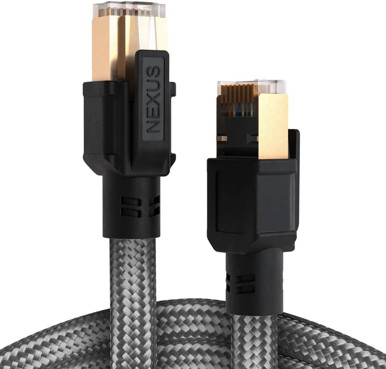 کابل شبکه نکسوس CAT8 با طول 0.5 متر، تمام مس، کابل اترنت پرسرعت 40 گیگابیت بر ثانیه 2000 مگاهرتز RJ45 بافته شده و محافظت شده، سازگار با سوئیچ های اترنت، PS5، کامپیوتر، روتر، تلویزیون، ایکس باکس، 0.5 متر