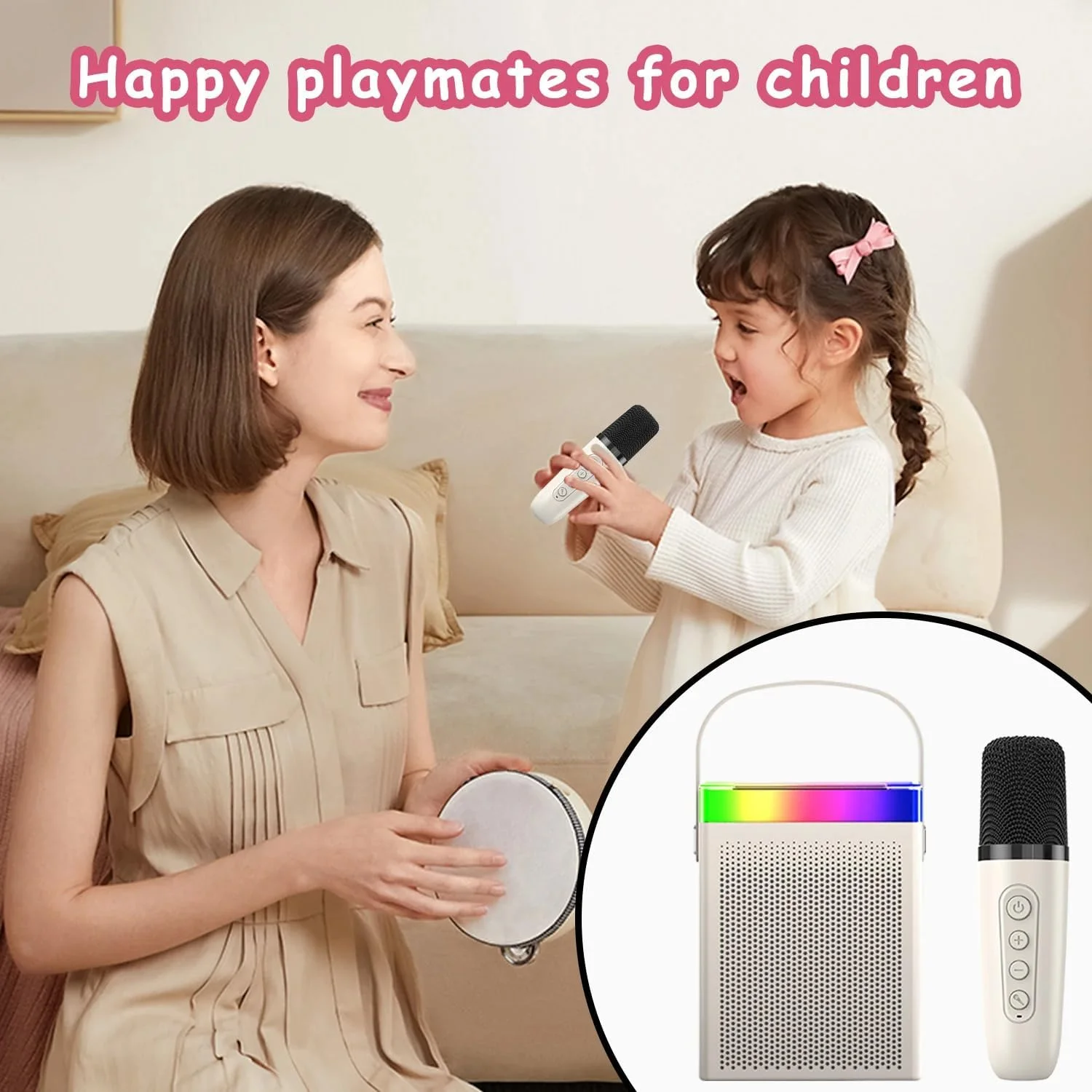 دستگاه کارائوکه کوچک SAFENHAND با میکروفون بی‌سیم، اسپیکر کارائوکه بلوتوث قابل حمل برای کودکان و بزرگسالان، هدیه