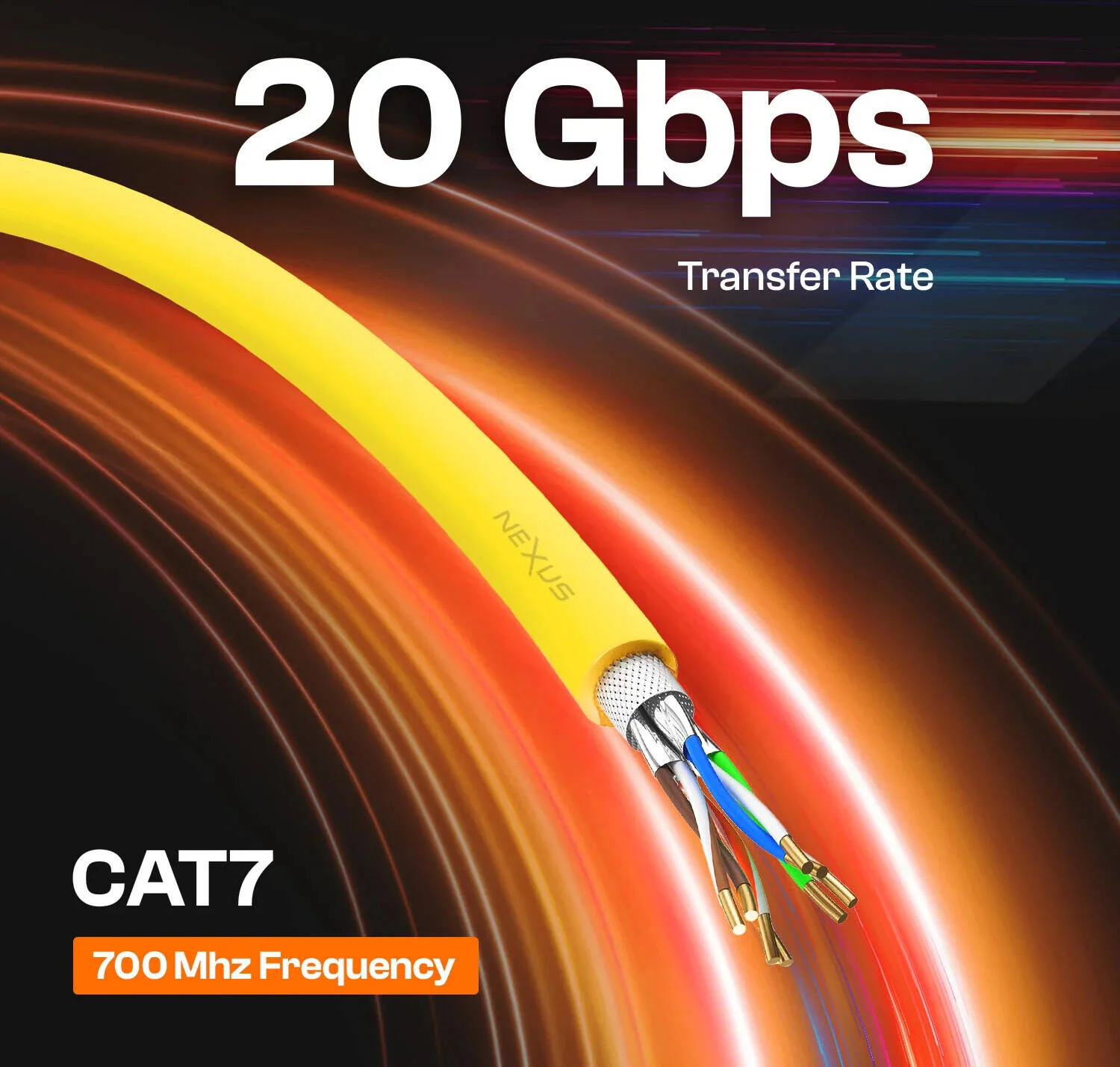 کابل اترنت نکسوس CAT7 SFTP، رول 305 متری S/FTP، 22AWG، تمام مس، LSZH RJ45 LAN، قرقره جمع شونده، سرعت بالا 10 تا 20 گیگابیت بر ثانیه 500 تا 700 مگاهرتز، زرد | B0FJG8XBZJ