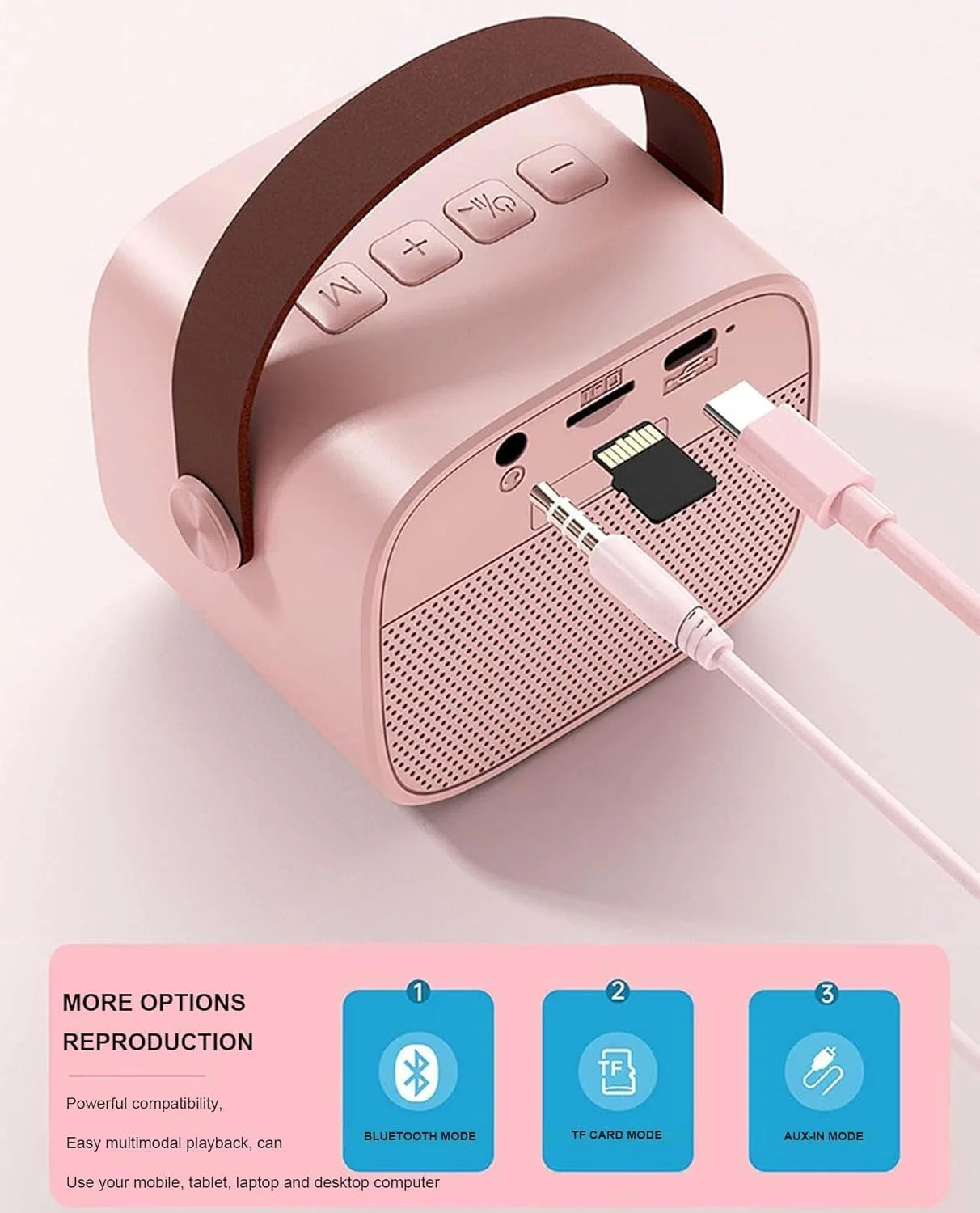 دستگاه کارائوکه کوچک SAFENHAND با میکروفون بی سیم، اسپیکر بلوتوث قابل حمل کارائوکه برای کودکان و بزرگسالان