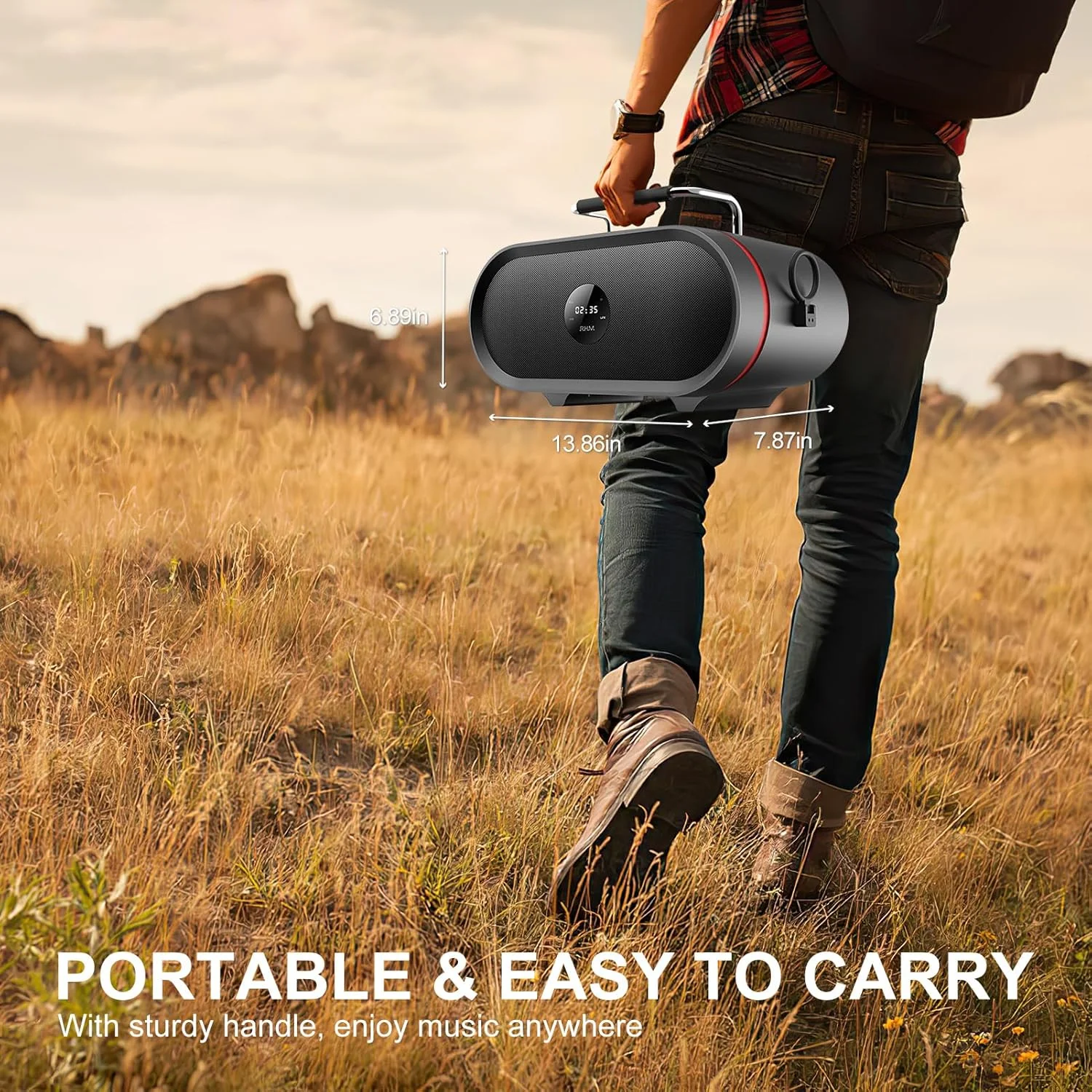 دستگاه کارائوکه RHM برای کودکان و بزرگسالان، 2 میکروفون بی سیم، بلندگوی باتری قابل شارژ، سیستم بلندگوی PA قابل حمل با بلوتوث/AUX/USB/SD برای خانه، مهمانی، عروسی، پیک نیک، فعالیت های فضای باز و داخلی