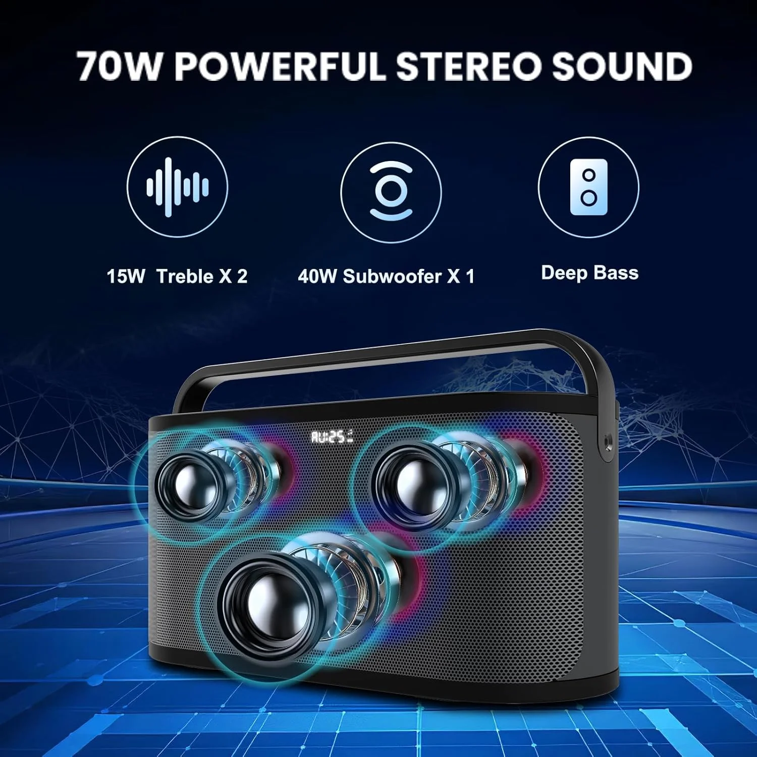 دستگاه کارائوکه RHM K888 با صداهای قدرتمند و واضح، 2 میکروفون بی سیم و تنظیم اکو/زیر و بم/بم، 8 ساعت پخش، پشتیبانی از بلوتوث 5.0/AUX/USB برای تلویزیون/خانه/مهمانی/کمپینگ/فضای باز (مشکی)