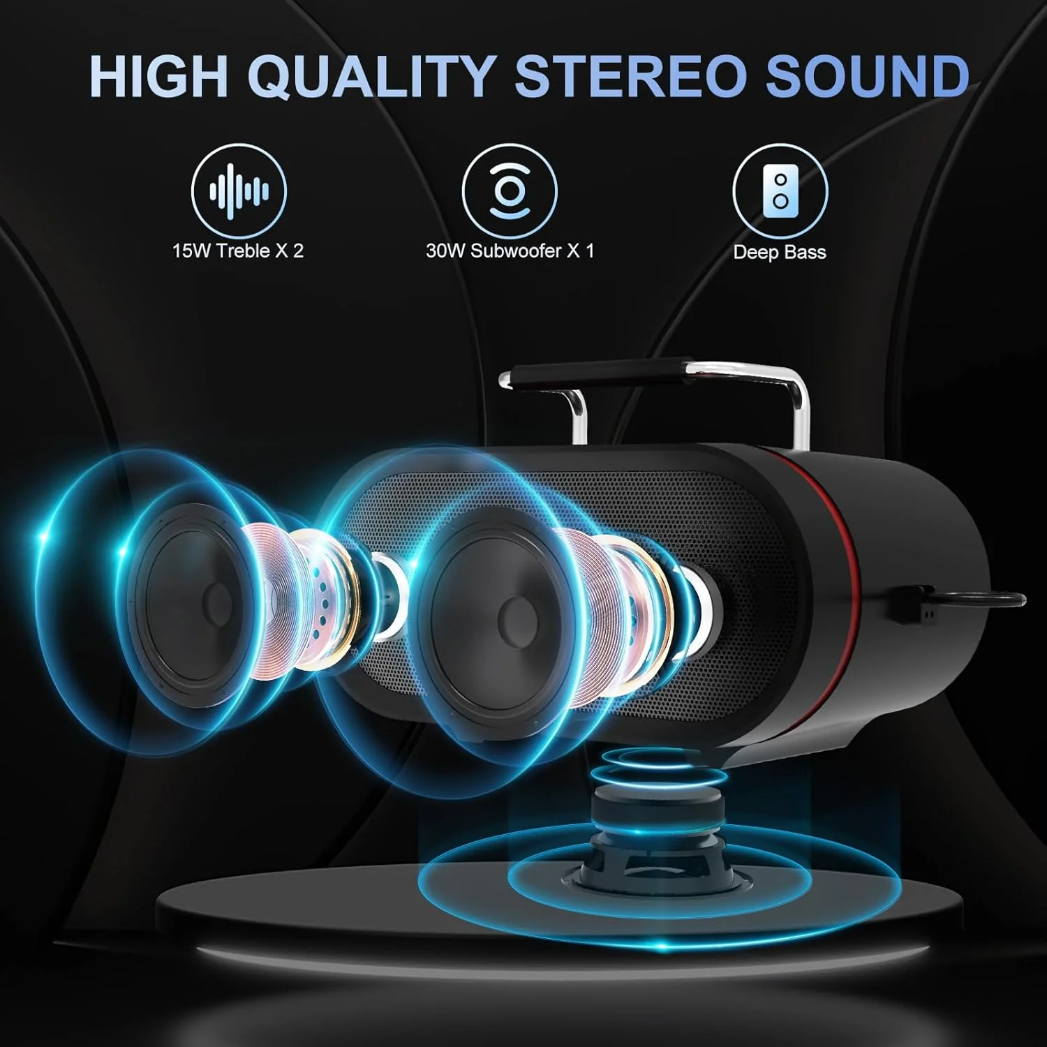 دستگاه کارائوکه RHM برای کودکان و بزرگسالان، 2 میکروفون بی سیم، بلندگوی باتری قابل شارژ، سیستم بلندگوی PA قابل حمل با بلوتوث/AUX/USB/SD برای خانه، مهمانی، عروسی، پیک نیک، فعالیت های فضای باز و داخلی