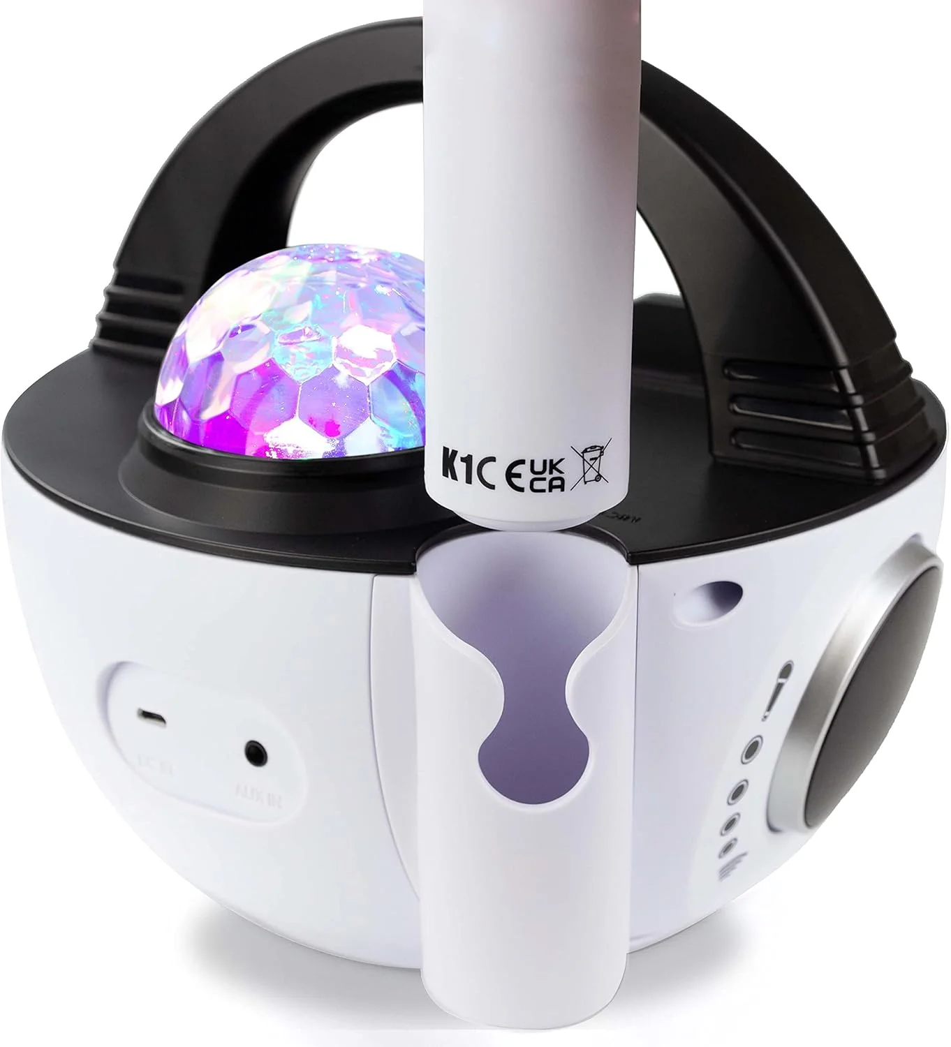 دستگاه کارائوکه بلوتوثی بی سیم 10 واتی قابل شارژ RockJam K-Pop با نور دیسکو ال ای دی و میکروفون کارائوکه بی سیم