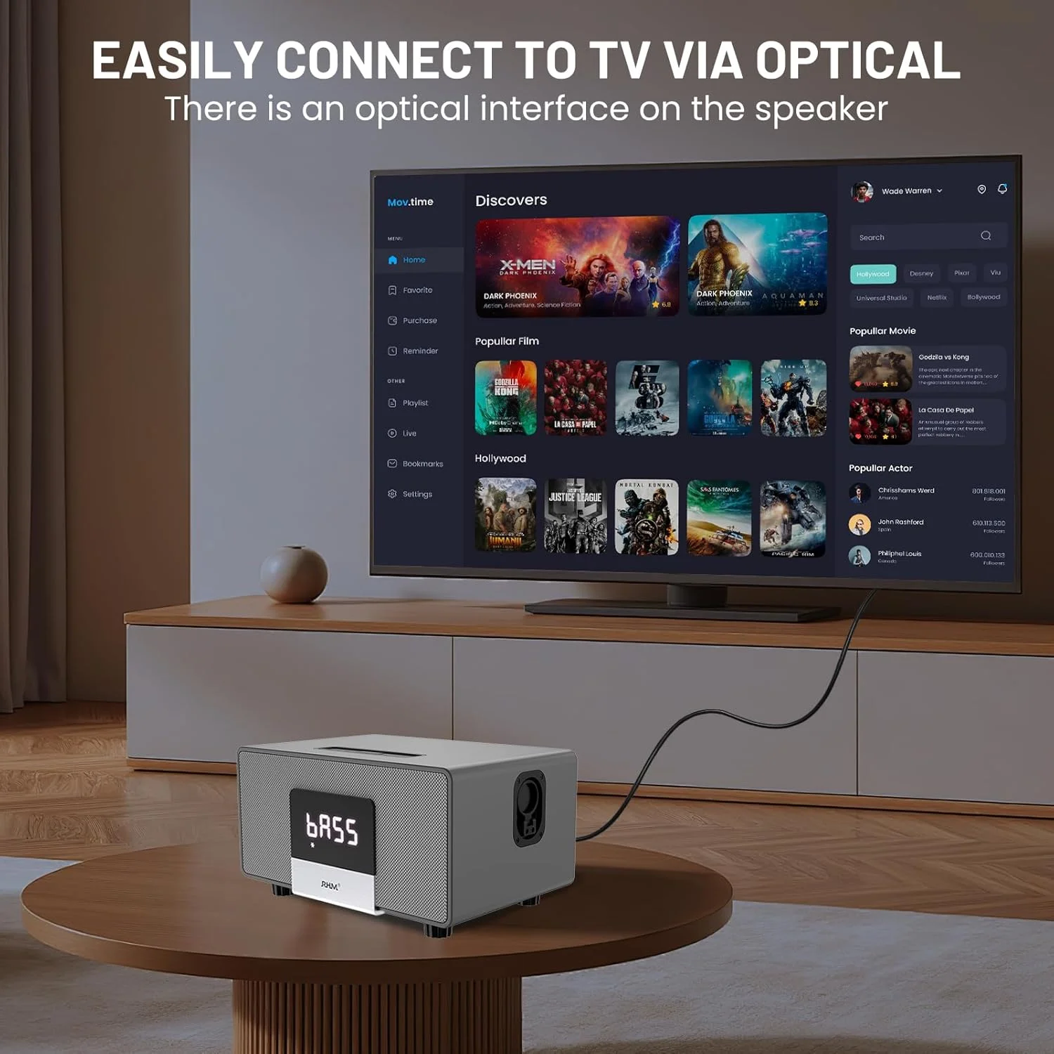 دستگاه کارائوکه RHM K222، با 2 میکروفون بی سیم و 5 حالت صدا، پشتیبانی از Optical/Bluetooth/AUX/USB/PC، بلندگوی بلوتوثی چوبی برای تلویزیون/خانه/جلسه/کارائوکه/مهمانی، عالی برای دوستداران موسیقی