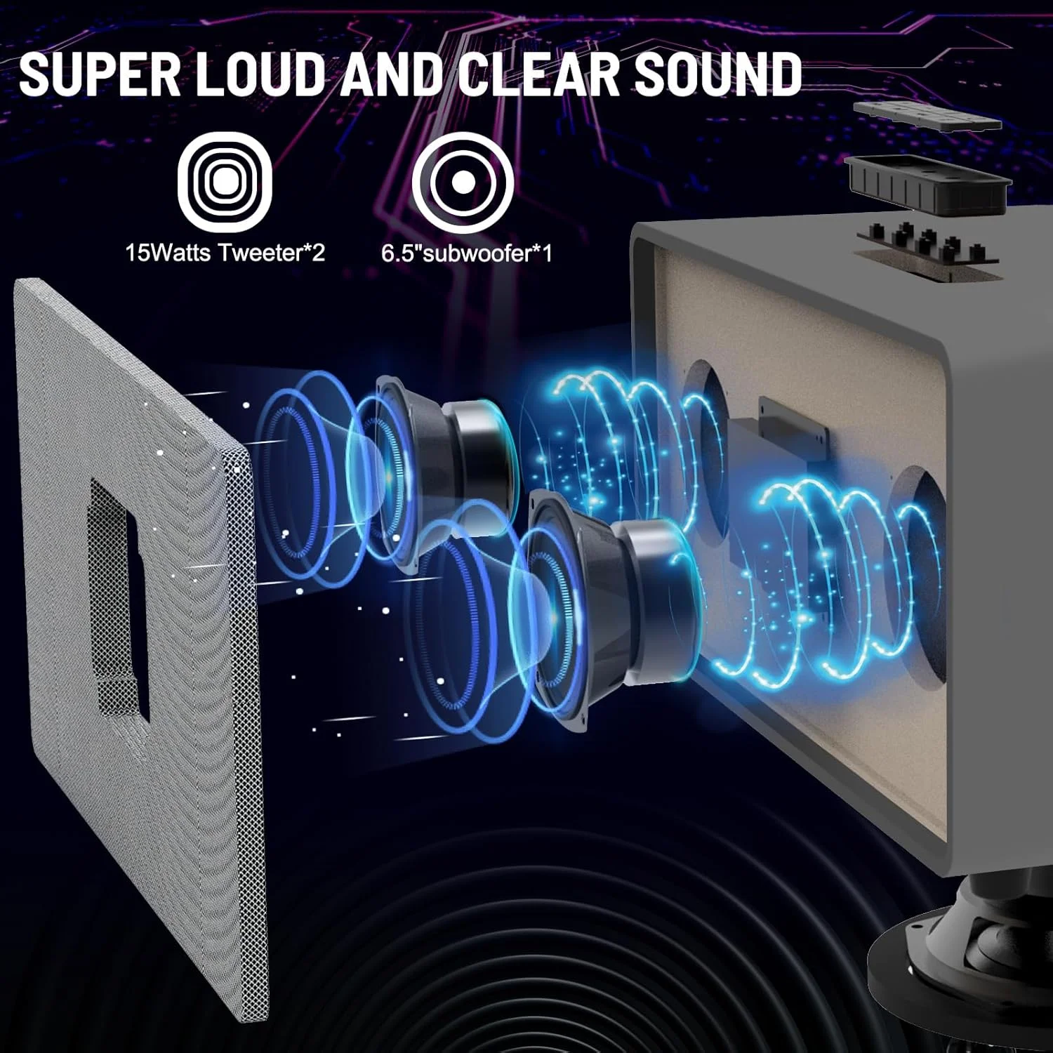 دستگاه کارائوکه RHM K222، با 2 میکروفون بی سیم و 5 حالت صدا، پشتیبانی از Optical/Bluetooth/AUX/USB/PC، بلندگوی بلوتوثی چوبی برای تلویزیون/خانه/جلسه/کارائوکه/مهمانی، عالی برای دوستداران موسیقی