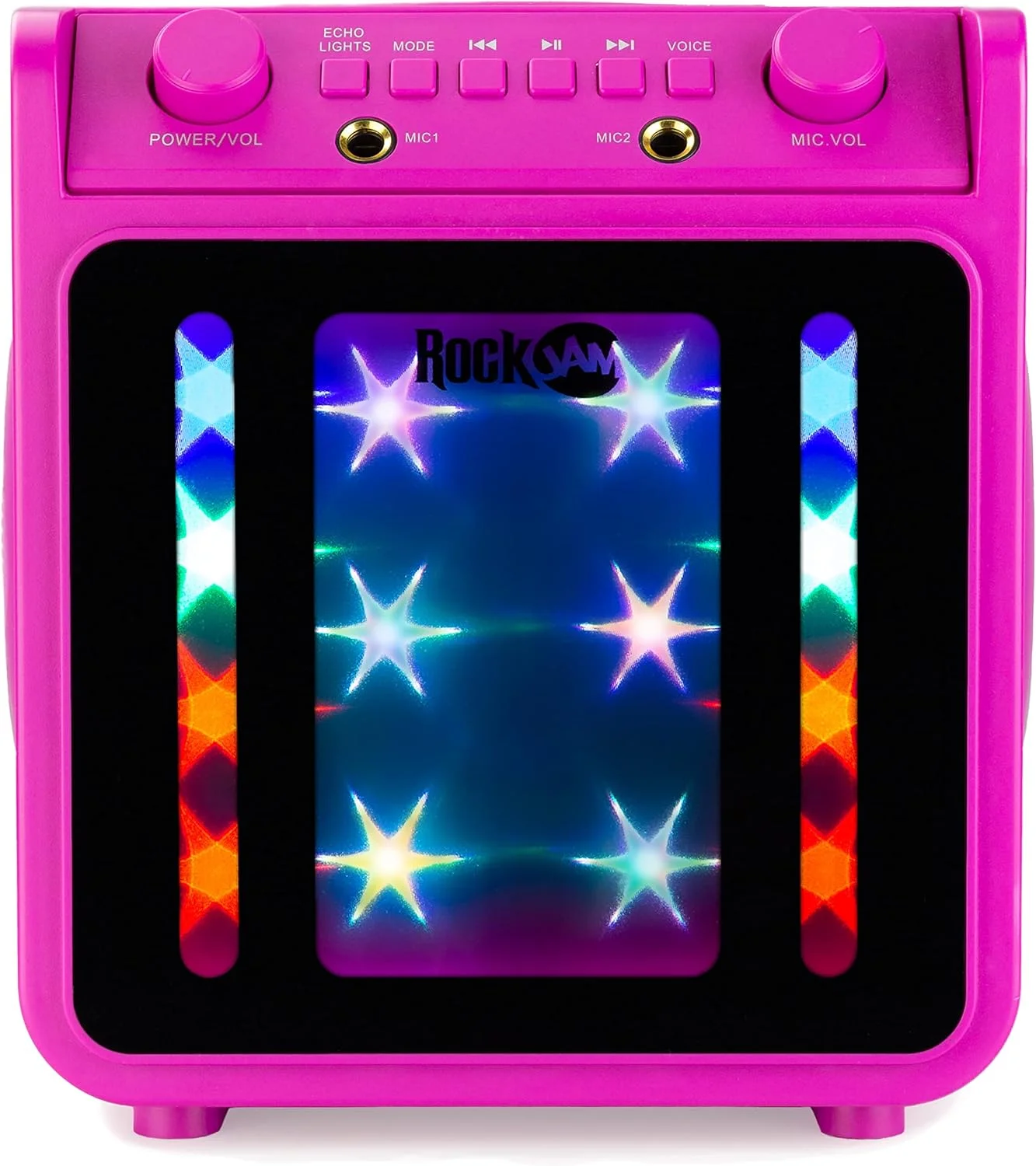 دستگاه کارائوکه بلوتوثی قابل شارژ 10 واتی RockJam با دو میکروفون، نمایش نور و جلوه های صوتی