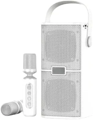 دستگاه کارائوکه REBENUO با 2 میکروفون بی سیم، سیستم بلندگوی قابل حمل با TWS، FM، REC، باتری قابل شارژ، بلوتوث 5.0، پشتیبانی از BT/USB/TF Card/Aux برای مهمانی ها و رویدادها - سفید. YS-218