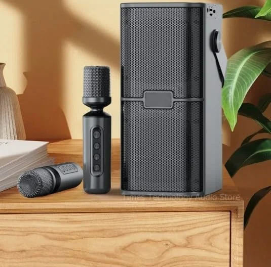 دستگاه کارائوکه REBENUO با 2 میکروفون بی سیم، سیستم بلندگوی قابل حمل با TWS، FM، REC، باتری قابل شارژ، بلوتوث 5.0، پشتیبانی از BT/USB/TF Card/Aux برای مهمانی ها و رویدادها - سفید. YS-218