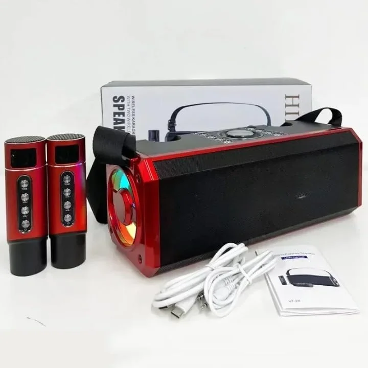 دستگاه کارائوکه خانگی REBENUO YS-228 با نور RGB، اسپیکر کارائوکه قابل حمل، سازگار با بلوتوث 5.0، قابل شارژ، پشتیبانی از درایو USB و کارت TF - قرمز/مشکی دستگاه کارائوکه خانگی REBENUO YS-228 با نور RGB، اسپیکر کارائوکه قابل حمل، سازگار با بلوتوث 5.0، قابل شارژ، پشتیبانی از درایو USB و کارت TF - قرمز/مشکی