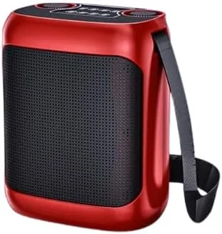 دستگاه کارائوکه REBENUO با 2 میکروفون بی سیم، سیستم بلندگوی قابل حمل با TWS، FM، REC، باتری قابل شارژ، بلوتوث 5.0، پشتیبانی از BT/USB/کارت TF/Aux برای مهمانی ها، رویدادها - قرمز/مشکی. YS-220