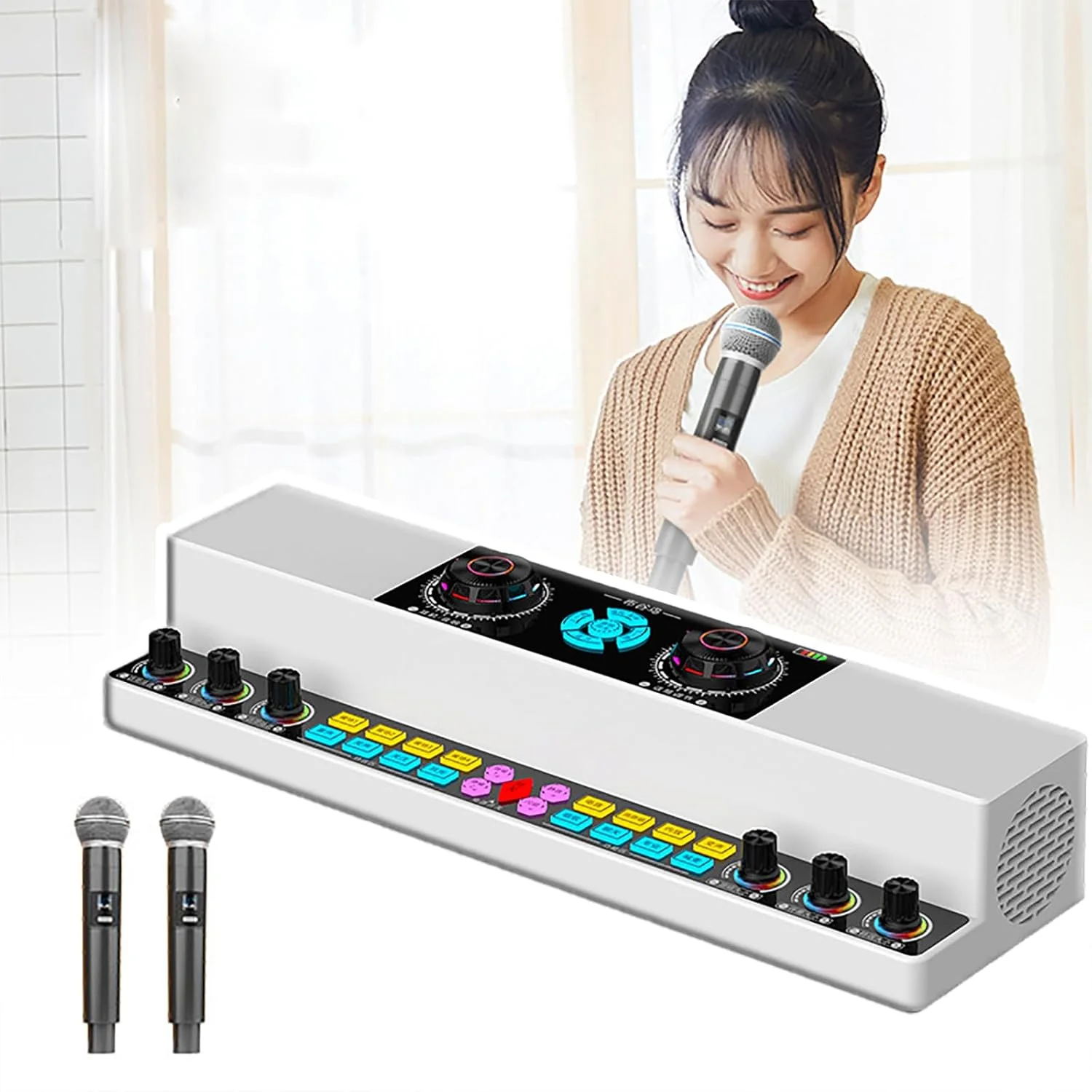 دستگاه کارائوکه، یکپارچه سازی کارت صدا، هشت افکت صدای زنده، پشتیبانی از میکروفون دوگانه، حذف صدای اصلی، آواز زیبای هوشمند، A