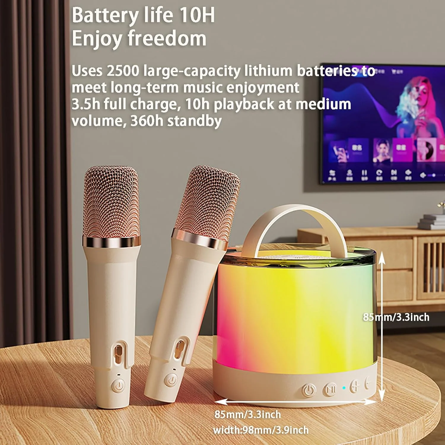 اسپیکر کارائوکه قابل حمل، صدای فراگیر در سطح KTV، چهار حالت تغییر صدا، نورهای جذاب، 12 ساعت عمر باتری، تراشه AR پیشرفته، کاهش نویز دوگانه DSP، مشکی اسپیکر کارائوکه قابل حمل، صدای فراگیر در سطح KTV، چهار حالت تغییر صدا، نورهای جذاب، 12 ساعت عمر باتری، تراشه AR پیشرفته، کاهش نویز دوگانه DSP، مشکی