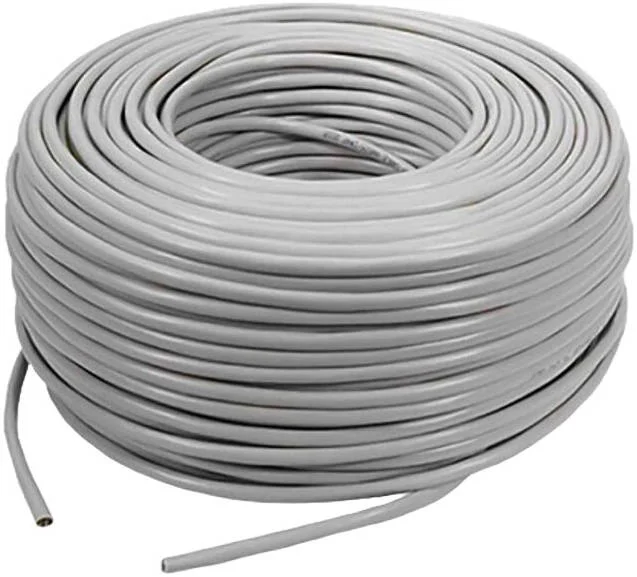 کابل شبکه CAT6 UTP تاراذهین، 23AWG، 0.57mm، CCA، سرعت انتقال داده تا 10 گیگابیت بر ثانیه، روکش PVC تازه 4P، رول جعبه 305 متری، خاکستری | TC-LC23U