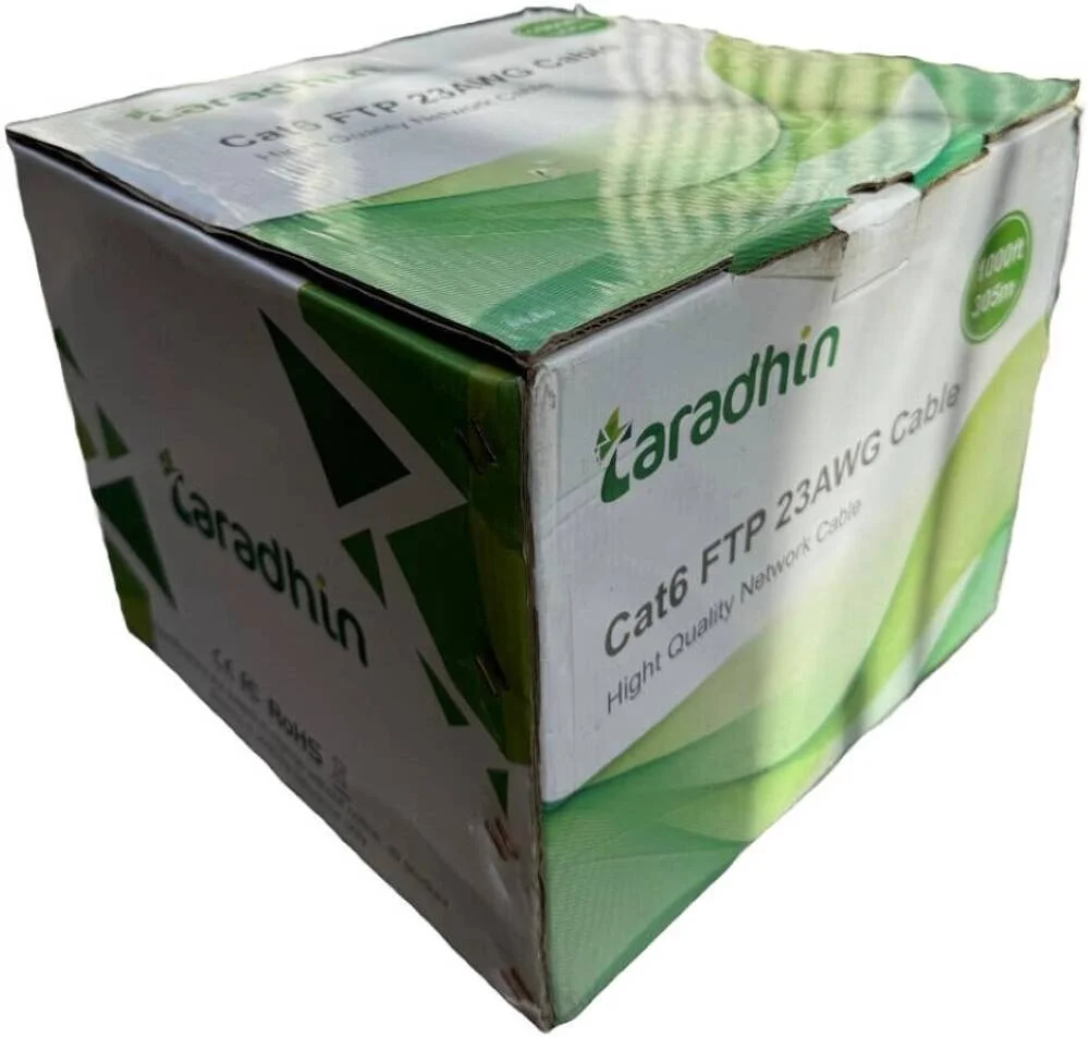 کابل شبکه CAT6 FTP با کیفیت عالی تارادهین، 23AWG، 0.575mm، CCA، (1x50 حلقه)، سرعت انتقال داده تا 10 گیگابیت بر ثانیه، روکش PVC تازه 4P، 305 متر، حلقه درام، خاکستری | TC-LC23F (1 x 50 حلقه)