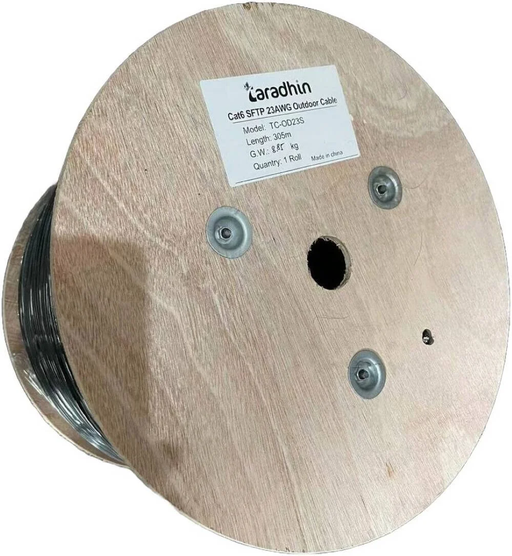 کابل شبکه CAT6 SFTP بیرونی با کیفیت عالی Taradhin، 23AWG، (1x10 حلقه)، 0.575mm، CCA، سرعت انتقال داده تا 10 گیگابیت بر ثانیه، روکش PVC تازه 4P، 305 متر، حلقه درام، مشکی | TC-OD23S (1 x 10 حلقه) کابل شبکه CAT6 SFTP بیرونی با کیفیت عالی Taradhin، 23AWG، (1x10 حلقه)، 0.575mm، CCA، سرعت انتقال داده تا 10 گیگابیت بر ثانیه، روکش PVC تازه 4P، 305 متر، حلقه درام، مشکی | TC-OD23S (1 x 10 حلقه)